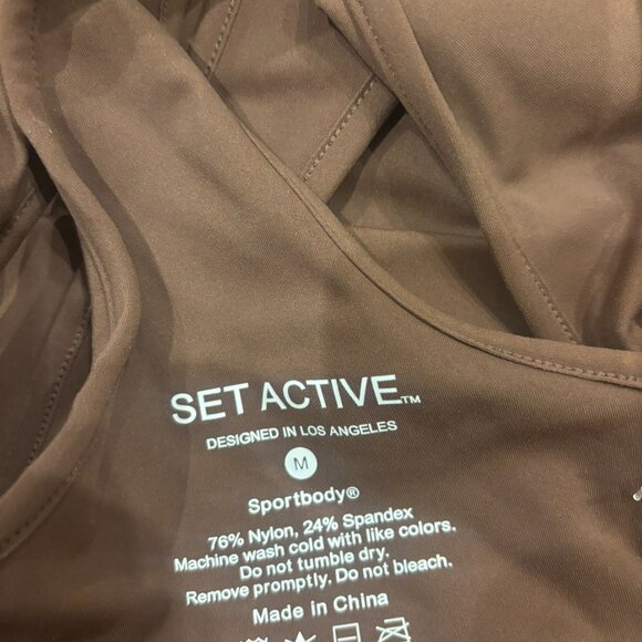 Set Active Women's Brown Top and Short Set Size S/M - Picture 3 of 4